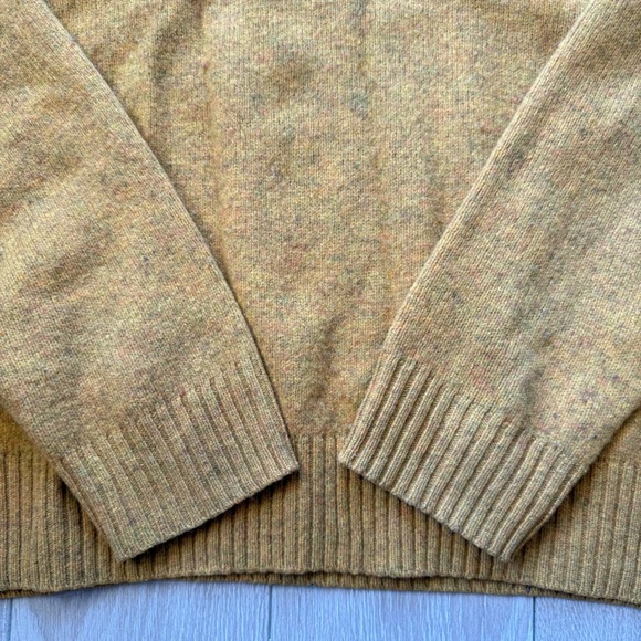 Uniqlo 100% Wool Crew Neck Heather Mustard Yellow Sweater Men’s Size Small - Picture 7 of 10